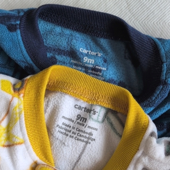 carter's 2-pack fleece zipper footie sleeper pajamas bundle 9 months baby boy - Picture 5 of 6